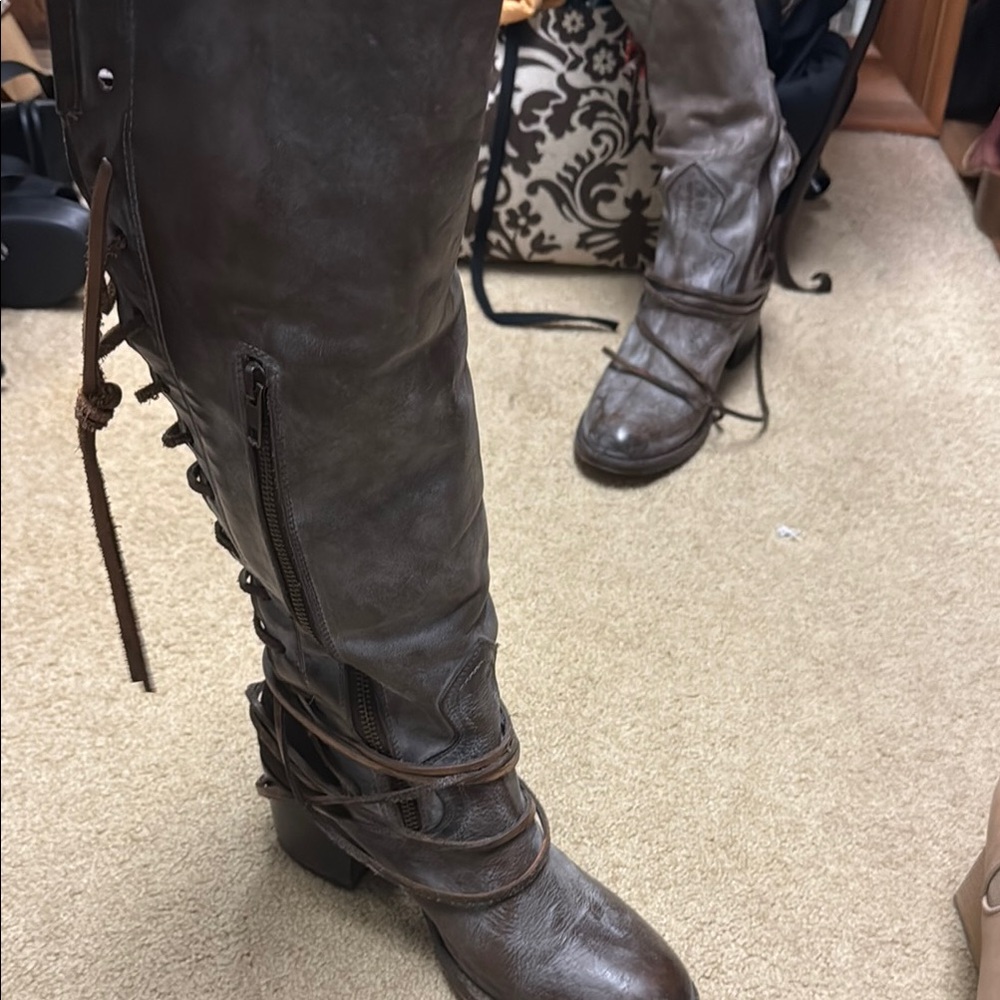 Free Bird Brown Over the Knee Boots women’s leather size 8